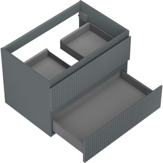 Mexen Rivel kúpeľňová skrinka pod umývadlo 70 cm, 2 zásuvky, drážkovaná, matný grafit - 91A20-07047-2-BFF66