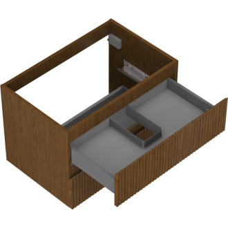 Mexen Rivel kúpeľňová skrinka pod umývadlo 70 cm, 2 zásuvky, drážkovaná, orech - 91A20-07047-2-BFF86