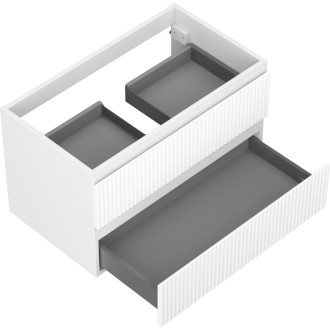 Mexen Rivel kúpeľňová skrinka pod umývadlo 80 cm, 2 zásuvky, drážkovaná, matne biela - 91A20-08047-2-BFF01