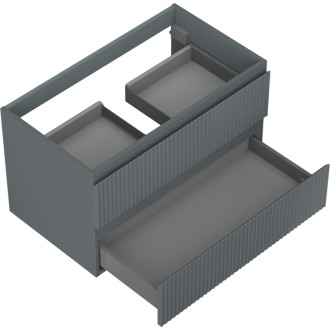 Mexen Rivel kúpeľňová skrinka pod umývadlo 80 cm, 2 zásuvky, drážkovaná, matný grafit - 91A20-08047-2-BFF66