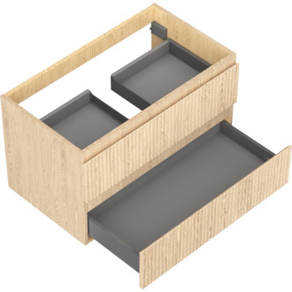 Mexen Rivel kúpeľňová skrinka pod umývadlo 80 cm, 2 zásuvky, drážkovaná, dub - 91A20-08047-2-BFF81