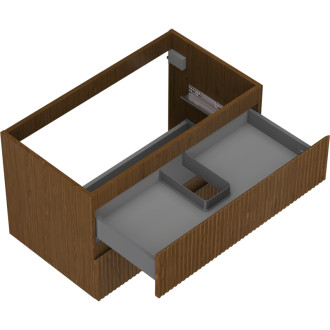 Mexen Rivel kúpeľňová skrinka pod umývadlo 80 cm, 2 zásuvky, drážkovaná, orech - 91A20-08047-2-BFF86
