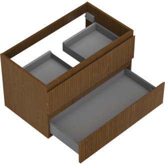 Mexen Rivel kúpeľňová skrinka pod umývadlo 80 cm, 2 zásuvky, drážkovaná, orech - 91A20-08047-2-BFF86