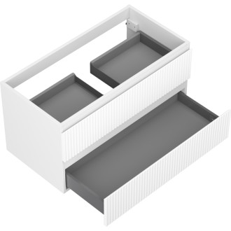 Mexen Rivel kúpeľňová skrinka pod umývadlo 90 cm, 2 zásuvky, drážkovaná, matne biela - 91A20-09047-2-BFF01