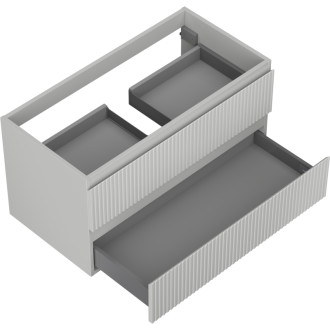 Mexen Rivel kúpeľňová skrinka pod umývadlo 90 cm, 2 zásuvky, drážkovaná, matne šedá - 91A20-09047-2-BFF62