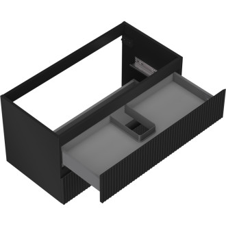 Mexen Rivel kúpeľňová skrinka pod umývadlo 90 cm, 2 zásuvky, drážkovaná, matná čierna - 91A20-09047-2-BFF71