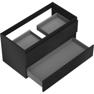 Mexen Rivel kúpeľňová skrinka pod umývadlo 90 cm, 2 zásuvky, drážkovaná, matná čierna - 91A20-09047-2-BFF71