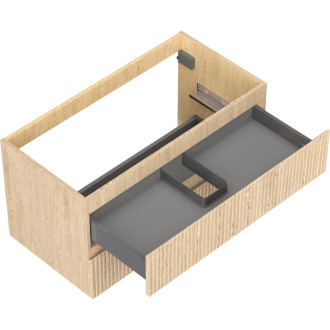 Mexen Rivel kúpeľňová skrinka pod umývadlo 90 cm, 2 zásuvky, drážkovaná, dub - 91A20-09047-2-BFF81