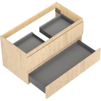 Mexen Rivel kúpeľňová skrinka pod umývadlo 90 cm, 2 zásuvky, drážkovaná, dub - 91A20-09047-2-BFF81