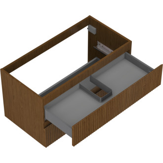 Mexen Rivel kúpeľňová skrinka pod umývadlo 90 cm, 2 zásuvky, drážkovaná, orech - 91A20-09047-2-BFF86