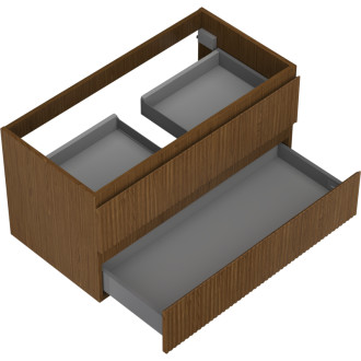 Mexen Rivel kúpeľňová skrinka pod umývadlo 90 cm, 2 zásuvky, drážkovaná, orech - 91A20-09047-2-BFF86