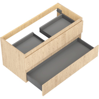 Mexen Rivel kúpeľňová skrinka pod umývadlo 100 cm, 2 zásuvky, drážkovaná, dub - 91A20-10047-2-BFF81