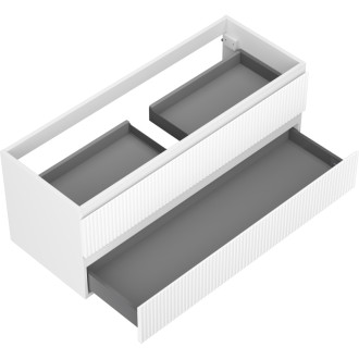 Mexen Rivel kúpeľňová skrinka pod umývadlo 120 cm, 2 zásuvky, drážkovaná, matne biela - 91A20-12047-2-BFF01