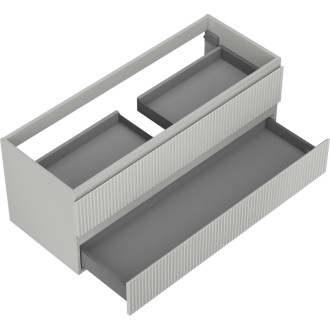 Mexen Rivel kúpeľňová skrinka pod umývadlo 120 cm, 2 zásuvky, drážkovaná, matne šedá - 91A20-12047-2-BFF62