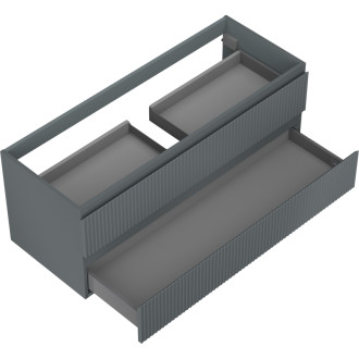 Mexen Rivel kúpeľňová skrinka pod umývadlo 120 cm, 2 zásuvky, drážkovaná, matný grafit - 91A20-12047-2-BFF66