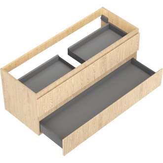 Mexen Rivel kúpeľňová skrinka pod umývadlo 120 cm, 2 zásuvky, drážkovaná, dub - 91A20-12047-2-BFF81