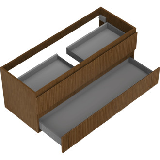 Mexen Rivel kúpeľňová skrinka pod umývadlo 120 cm, 2 zásuvky, drážkovaná, orech - 91A20-12047-2-BFF86
