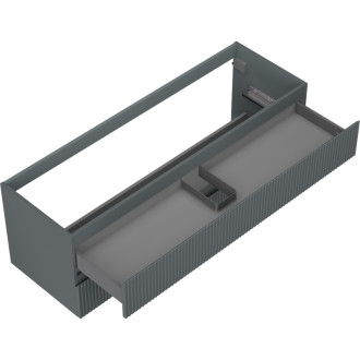 Mexen Rivel kúpeľňová skrinka pod umývadlo 140 cm, 2 zásuvky, drážkovaná, matný grafit - 91A20-14047-2-BFF66