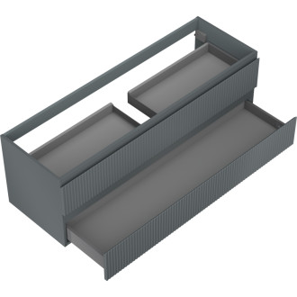 Mexen Rivel kúpeľňová skrinka pod umývadlo 140 cm, 2 zásuvky, drážkovaná, matný grafit - 91A20-14047-2-BFF66