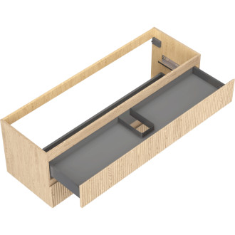 Mexen Rivel kúpeľňová skrinka pod umývadlo 140 cm, 2 zásuvky, drážkovaná, dub - 91A20-14047-2-BFF81