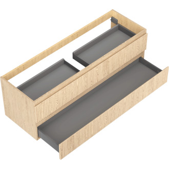 Mexen Rivel kúpeľňová skrinka pod umývadlo 140 cm, 2 zásuvky, drážkovaná, dub - 91A20-14047-2-BFF81