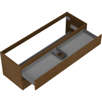Mexen Rivel kúpeľňová skrinka pod umývadlo 140 cm, 2 zásuvky, drážkovaná, orech - 91A20-14047-2-BFF86