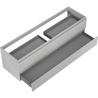 Mexen Rivel kúpeľňová skrinka pod umývadlo 160 cm, 2 zásuvky, drážkovaná, matne šedá - 91A20-16047-2-BFF62
