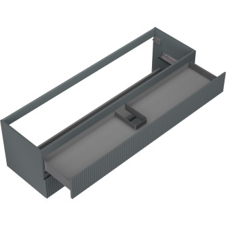 Mexen Rivel kúpeľňová skrinka pod umývadlo 160 cm, 2 zásuvky, drážkovaná, matný grafit - 91A20-16047-2-BFF66