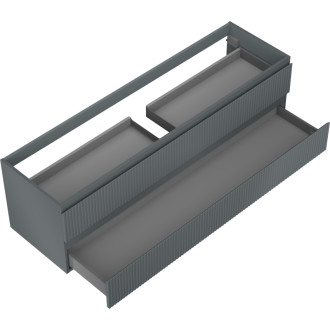 Mexen Rivel kúpeľňová skrinka pod umývadlo 160 cm, 2 zásuvky, drážkovaná, matný grafit - 91A20-16047-2-BFF66