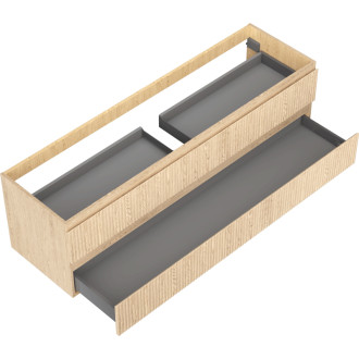 Mexen Rivel kúpeľňová skrinka pod umývadlo 160 cm, 2 zásuvky, drážkovaná, dub - 91A20-16047-2-BFF81