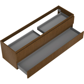 Mexen Rivel kúpeľňová skrinka pod umývadlo 160 cm, 2 zásuvky, drážkovaná, orech - 91A20-16047-2-BFF86