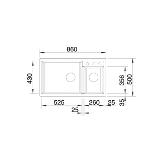 Blanco METRA 9 513268 dvojdrez, hlavný drez vľavo aluminium drez vstavaný