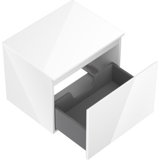 Mexen Orio kúpeľňová skrinka pod umývadlo 60 cm s pracovnou doskou, 1 zásuvka, biely lesk - 91A10-06047-1-BFC00