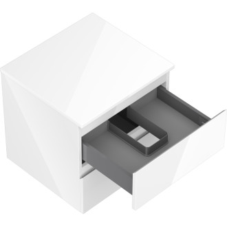 Mexen Orio kúpeľňová skrinka pod umývadlo 50 cm s pracovnou doskou, 2 zásuvky, biely lesk - 91A10-05047-2-BFFC00