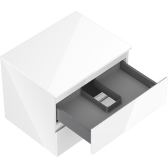 Mexen Orio kúpeľňová skrinka pod umývadlo 60 cm s pracovnou doskou, 2 zásuvky, lesklá biela - 91A10-06047-2-BFFC00