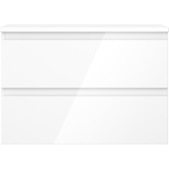 Mexen Orio kúpeľňová skrinka pod umývadlo 70 cm s pracovnou doskou, 2 zásuvky, lesklá biela - 91A10-07047-2-BFFC00