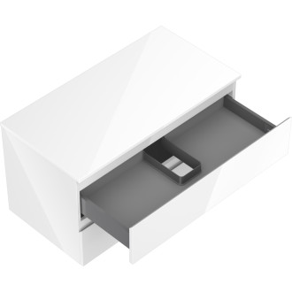 Mexen Orio kúpeľňová skrinka pod umývadlo 90 cm s pracovnou doskou, 2 zásuvky, lesklá biela - 91A10-09047-2-BFFC00