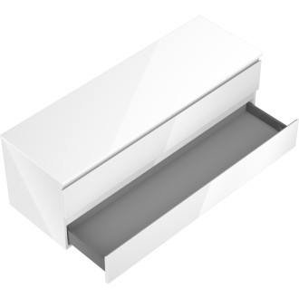 Mexen Orio kúpeľňová skrinka pod umývadlo 140 cm s pracovnou doskou, 2 zásuvky, lesklá biela - 91A10-14047-2-BFFC00