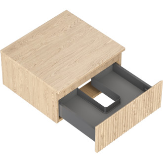 Mexen Rivel kúpeľňová skrinka pod umývadlo 50 cm s pracovnou doskou, 1 zásuvka, drážkovaná, dub - 91A20-05023-1-BFC81