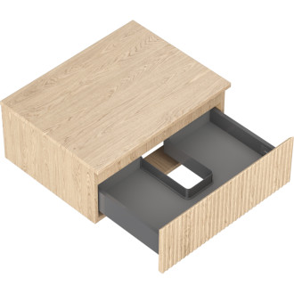 Mexen Rivel kúpeľňová skrinka pod umývadlo 60 cm s pracovnou doskou, 1 zásuvka, drážkovaná, dub - 91A20-06023-1-BFC81