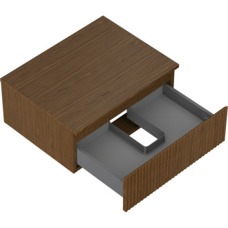 Mexen Rivel kúpeľňová skrinka pod umývadlo 60 cm s pracovnou doskou, 1 zásuvka, drážkovaná, orech - 91A20-06023-1-BFC86