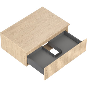 Mexen Rivel kúpeľňová skrinka pod umývadlo 70 cm s pracovnou doskou, 1 zásuvka, drážkovaná, dub - 91A20-07023-1-BFC81