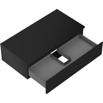 Mexen Rivel kúpeľňová skrinka pod umývadlo 90 cm s pracovnou doskou, 1 zásuvka, drážkovaná, matná čierna - 91A20-09023-1-BFC71