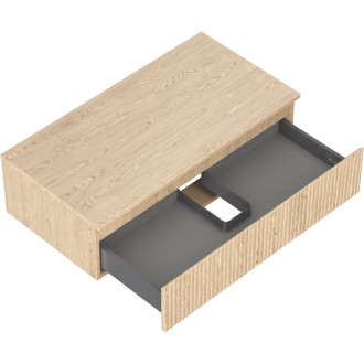 Mexen Rivel kúpeľňová skrinka pod umývadlo 90 cm s pracovnou doskou, 1 zásuvka, drážkovaná, dub - 91A20-09023-1-BFC81