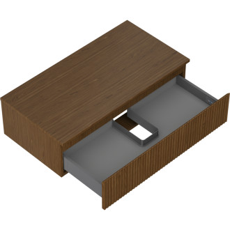 Mexen Rivel kúpeľňová skrinka pod umývadlo 90 cm s pracovnou doskou, 1 zásuvka, drážkovaná, orech - 91A20-09023-1-BFC86