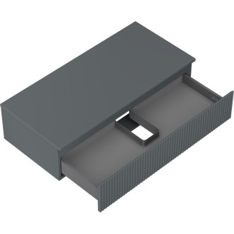 Mexen Rivel kúpeľňová skrinka pod umývadlo 100 cm s pracovnou doskou, 1 zásuvka, drážkovaná, matný grafit - 91A20-10023-1-BFC66