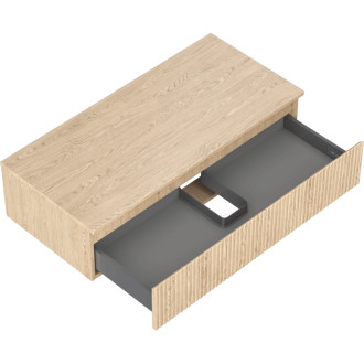 Mexen Rivel kúpeľňová skrinka pod umývadlo 100 cm s pracovnou doskou, 1 zásuvka, drážkovaná, dub - 91A20-10023-1-BFC81