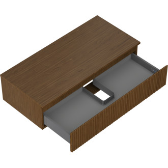 Mexen Rivel kúpeľňová skrinka pod umývadlo 100 cm s pracovnou doskou, 1 zásuvka, drážkovaná, orech - 91A20-10023-1-BFC86