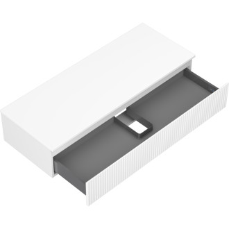 Mexen Rivel kúpeľňová skrinka pod umývadlo 120 cm s doskou, 1 zásuvka, drážkovaná, matná biela - 91A20-12023-1-BFC01