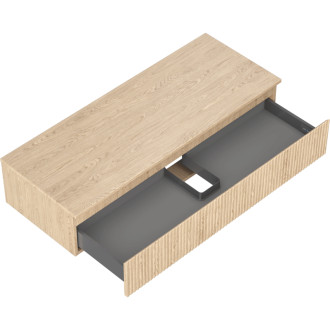 Mexen Rivel kúpeľňová skrinka pod umývadlo 120 cm s pracovnou doskou, 1 zásuvka, drážkovaná, dub - 91A20-12023-1-BFC81